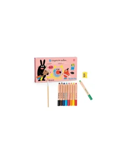 9 crayons de couleurs 3 en 1 Les Schmouks - Moulin Roty