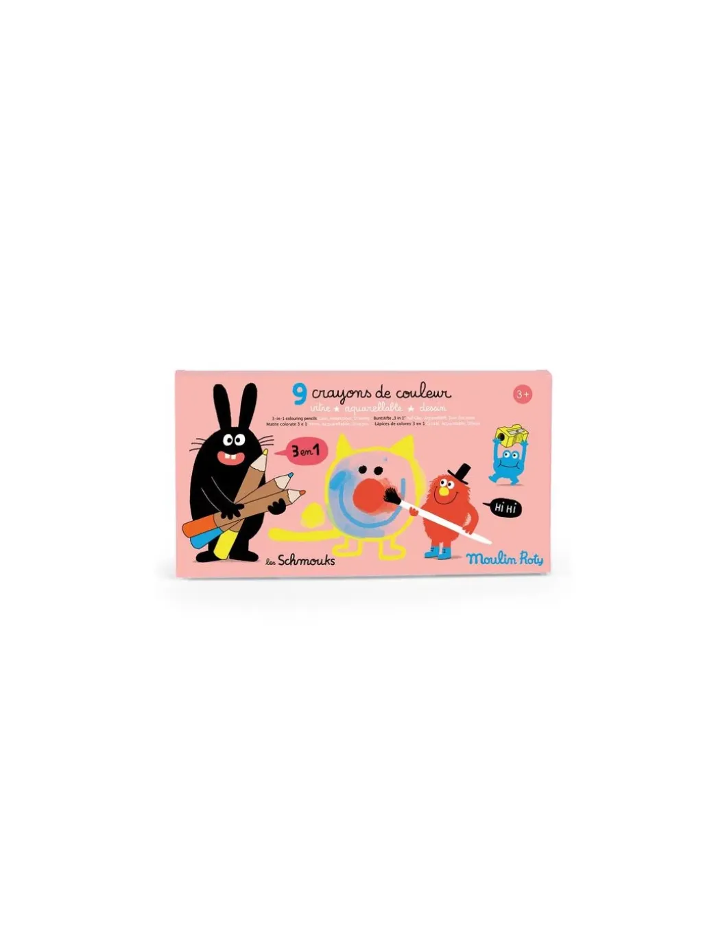 9 crayons de couleurs 3 en 1 Les Schmouks - Moulin Roty