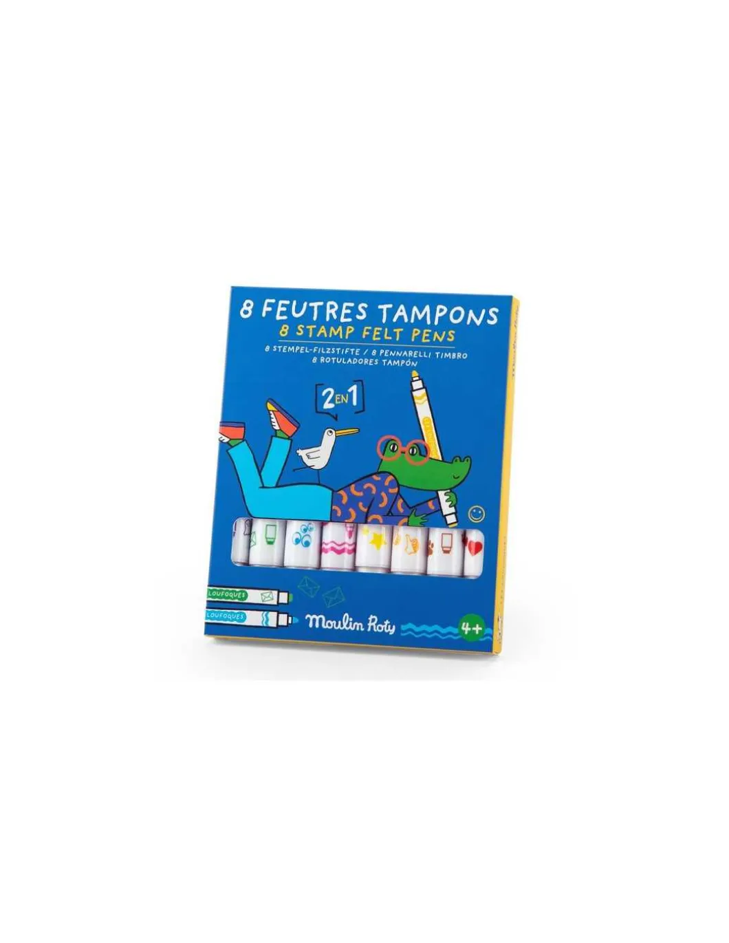 8 feutres tampons 2 en 1 Les Loufoques - Moulin Roty