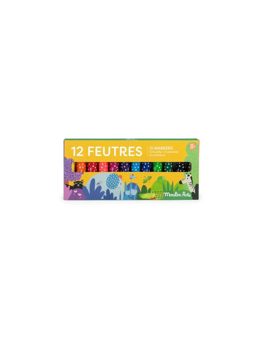12 gros feutres pointes coniques Les Toupitis - Moulin Roty