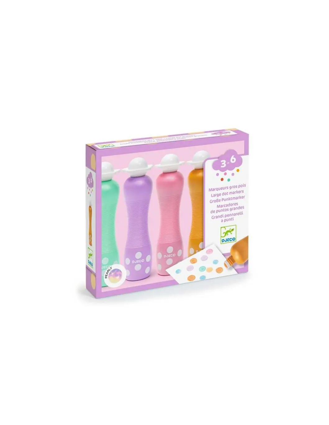 4 Marqueurs gros pois Pearly - Djeco