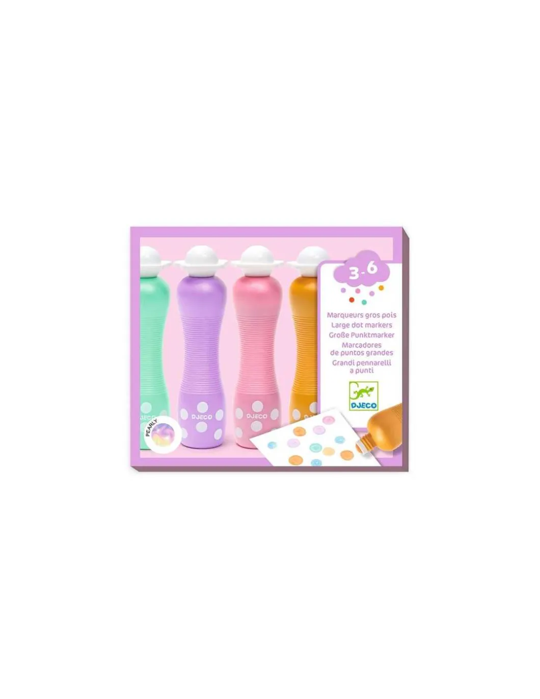 4 Marqueurs gros pois Pearly - Djeco