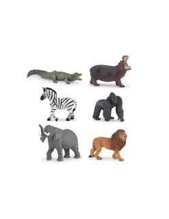 6 mini figurines vie sauvage avec éléphant - Papo