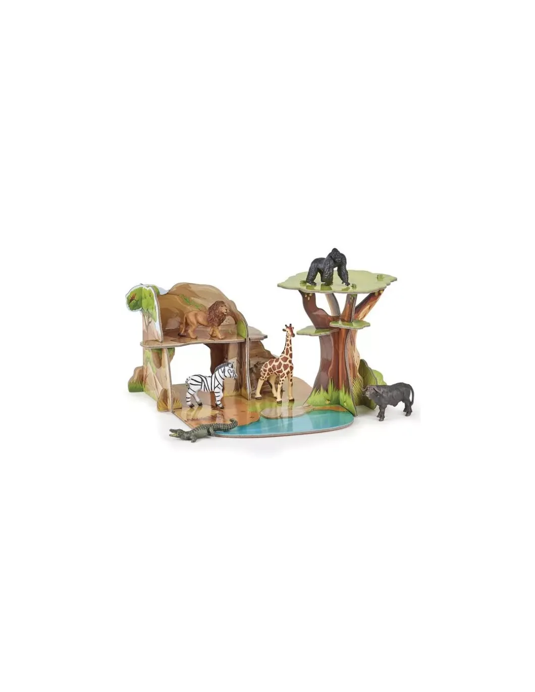 6 mini figurines vie sauvage avec éléphant - Papo