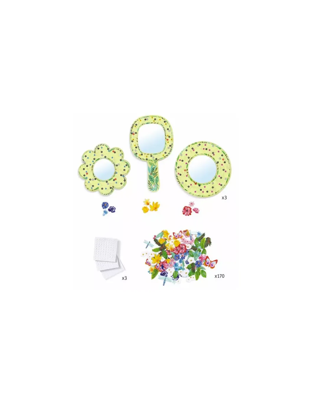 3 miroirs à décorer douceur florale - Do it Yourself Djeco