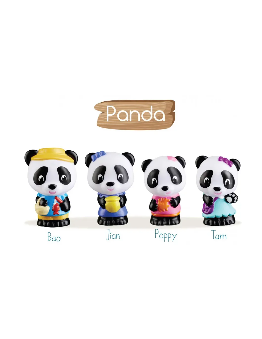 4 personnages famille Panda Klorofil