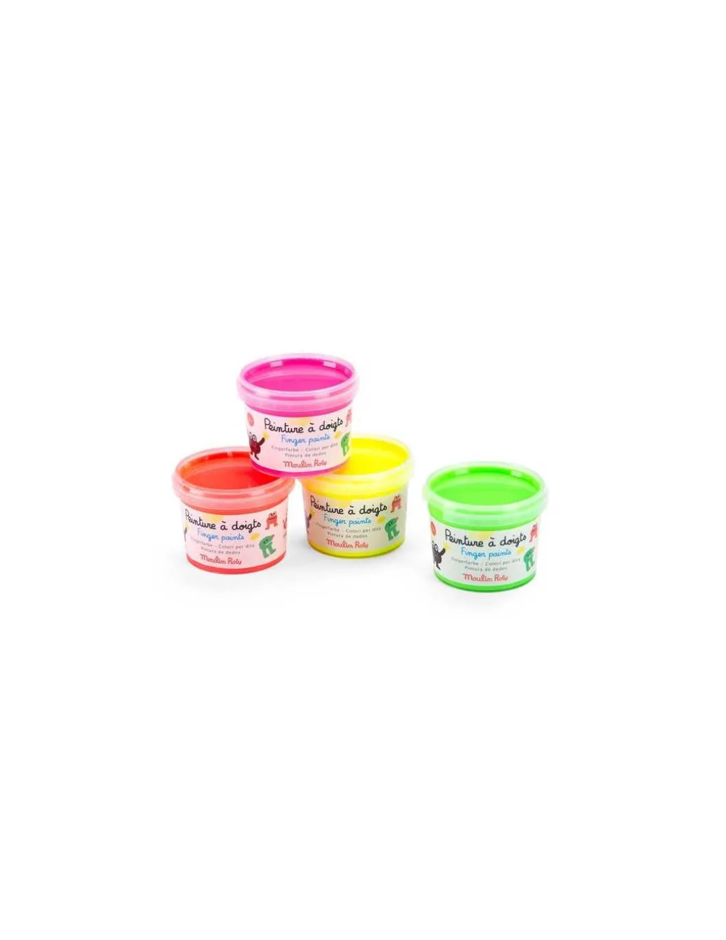 4 pots de peinture à doigts fluo Les Schmouks - Moulin Roty