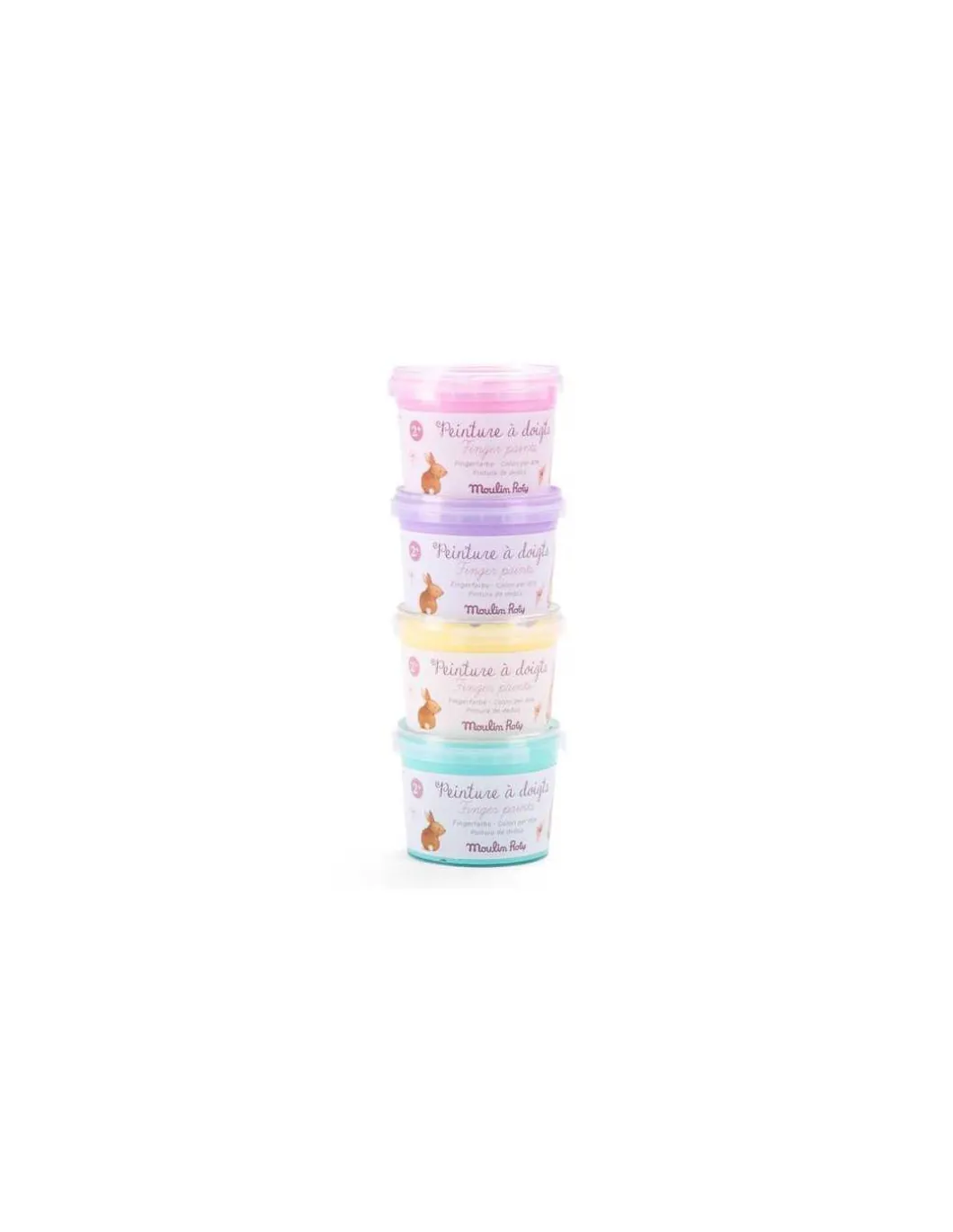 4 pots de peinture à doigts pastel Les Rosalies - Moulin Roty