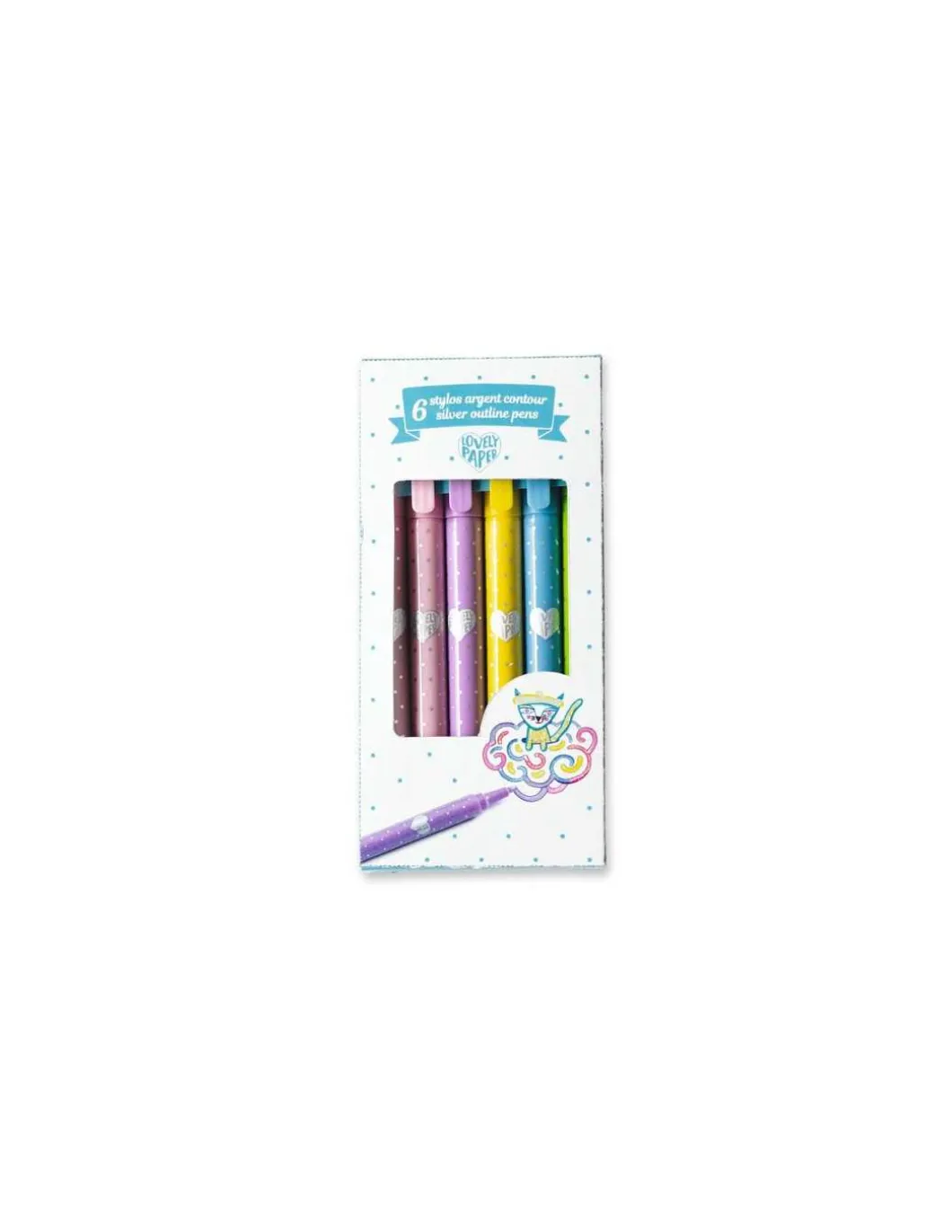 6 stylos argent contour - Djeco