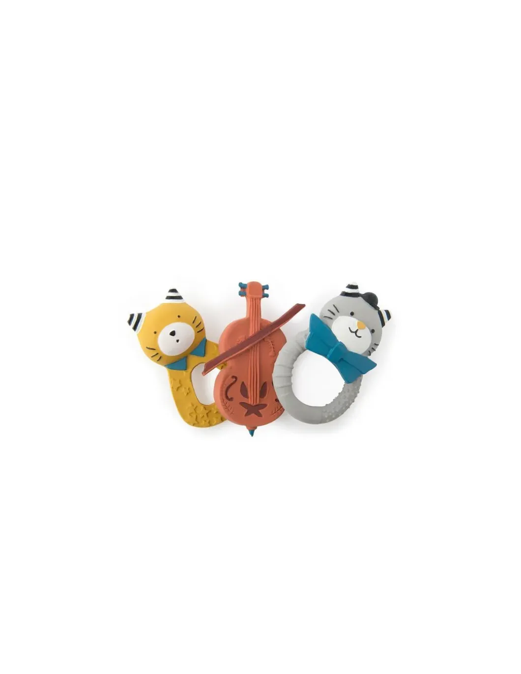 Anneau caoutchouc naturel Chat moutarde Les Moustaches - Moulin Roty