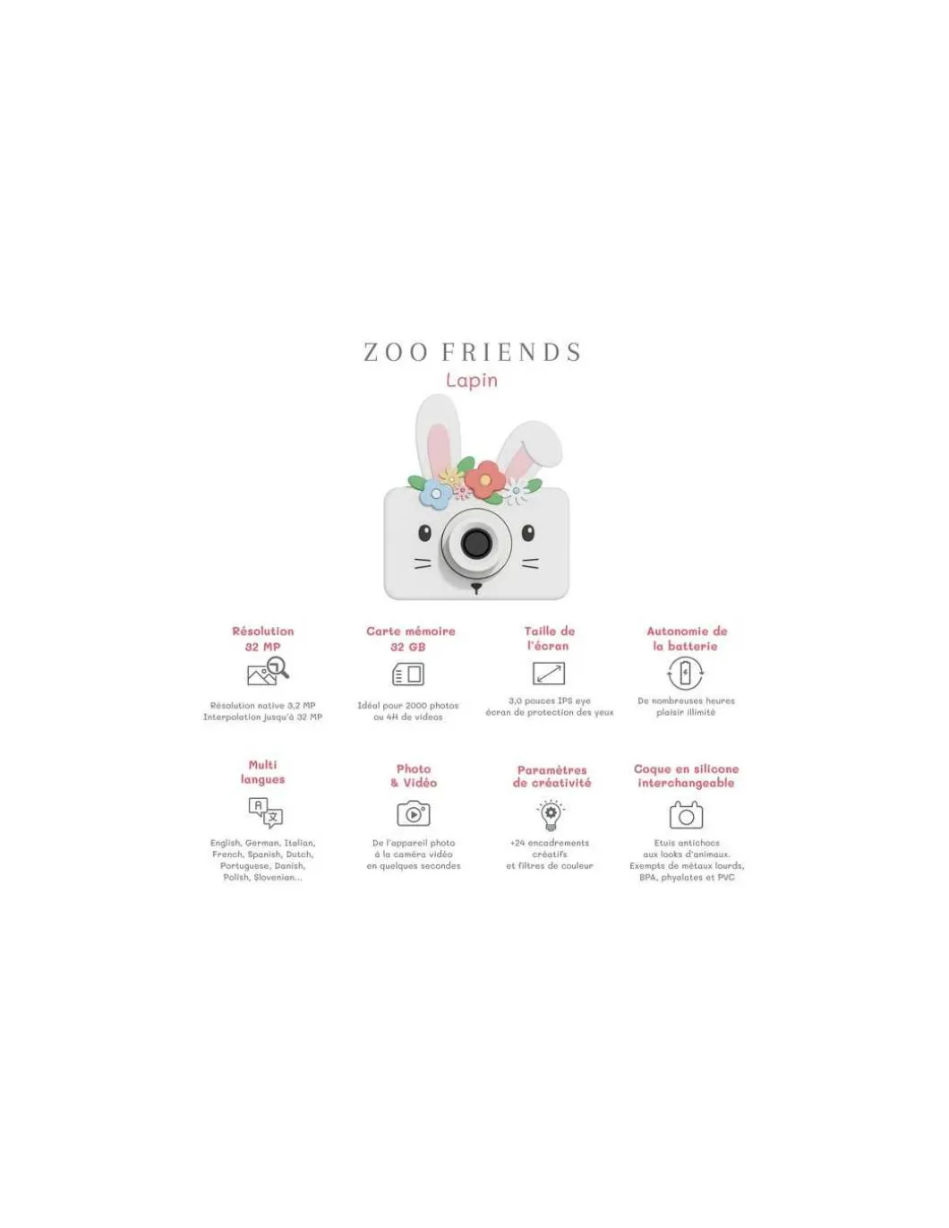 Appareil photo Lapin fleurs - The Zoofamily