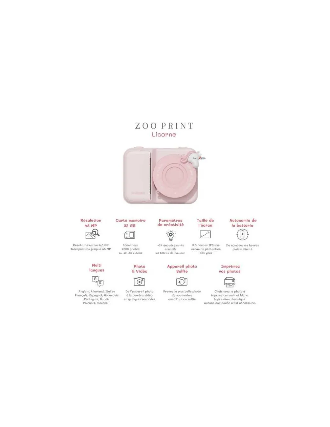Appareil photo Licorne Zoo Print - The Zoofamily