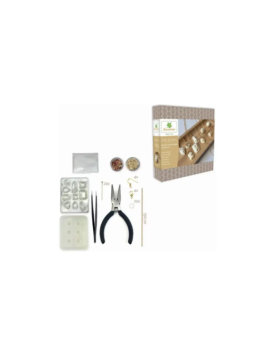 Atelier de bijoux ciment et feuilles d'or - Sycomore