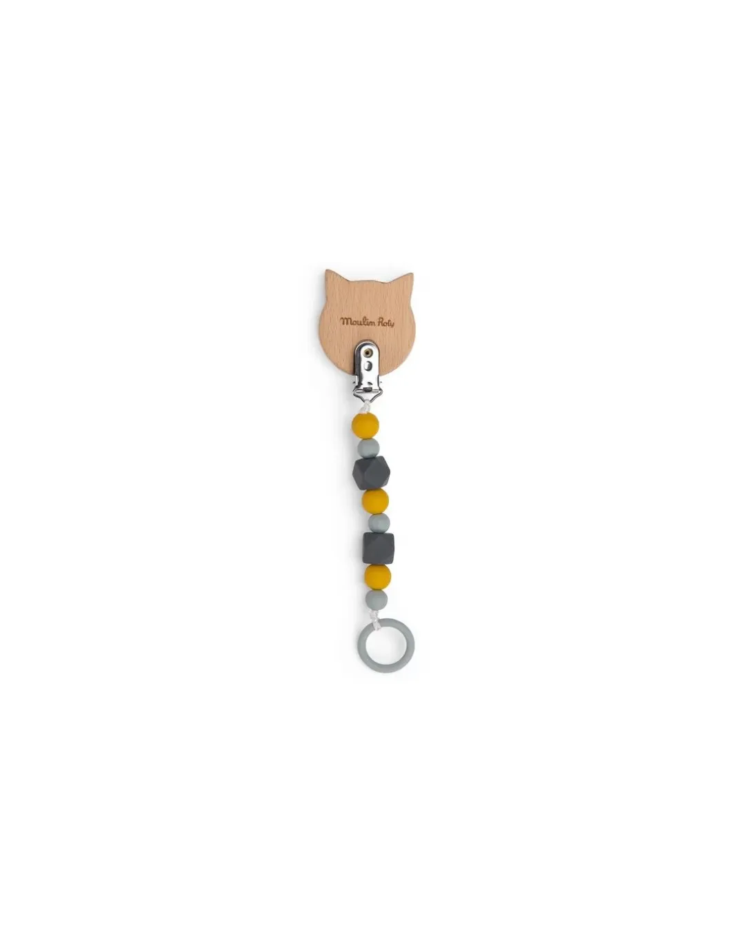 Attache tétine chat Les Moustaches - Moulin Roty