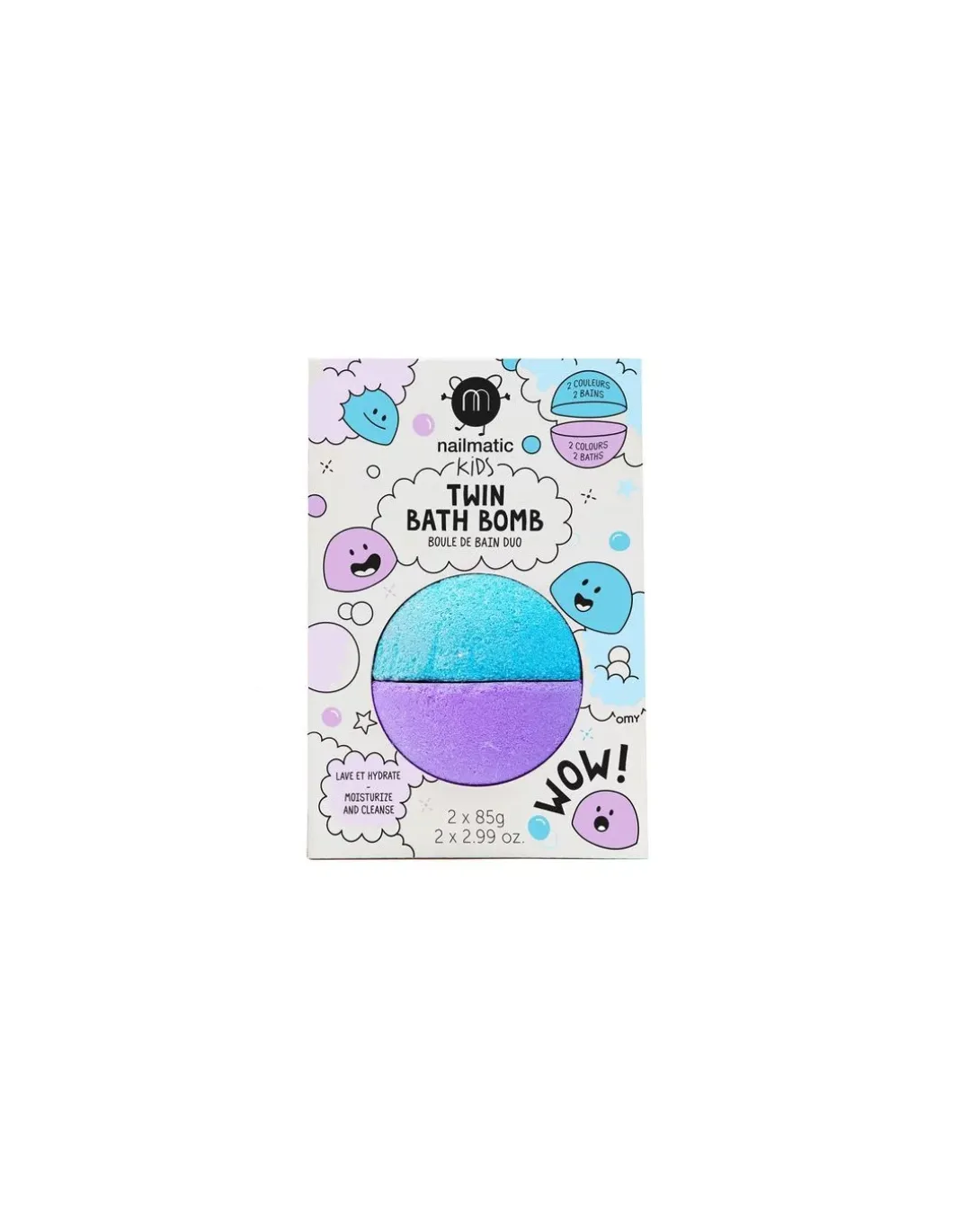 Boule de bain duo bleu et violet - Nailmatic