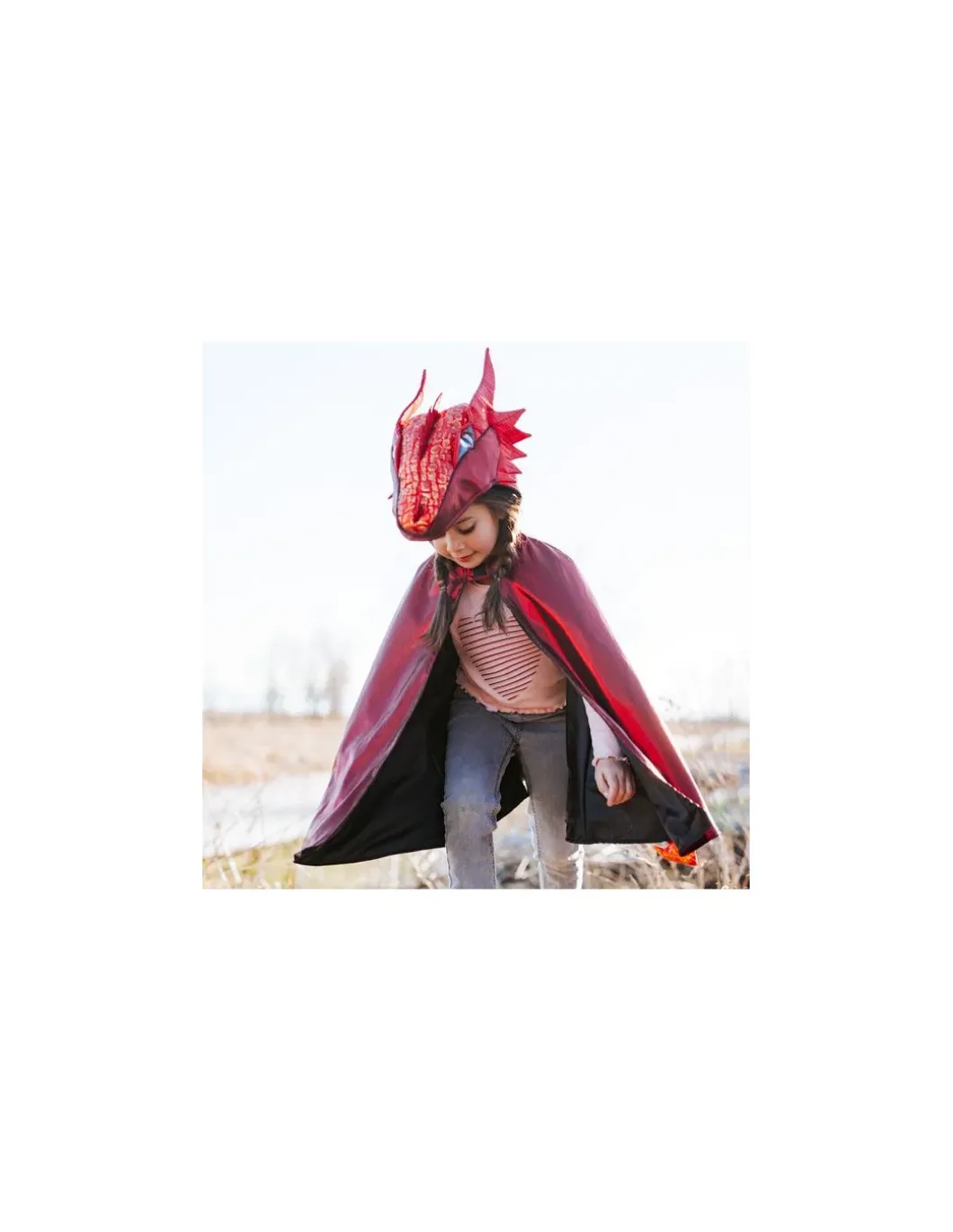 Cape de dragon rouge irisé 4-6 ans - Great Pretenders