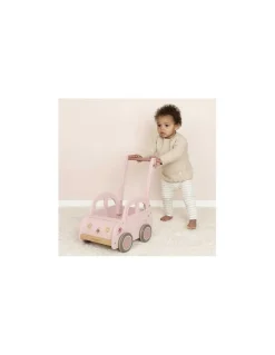 Chariot de marche voiture en bois Rose - Little Dutch