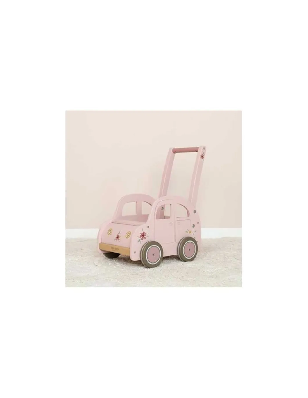 Chariot de marche voiture en bois Rose - Little Dutch