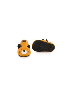 Chaussons cuir chat moutarde Les moustaches 18/24 m - Moulin Roty