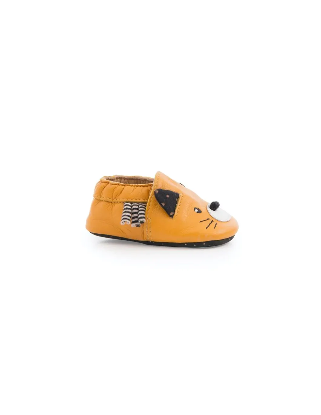 Chaussons cuir chat moutarde Les moustaches 18/24 m - Moulin Roty