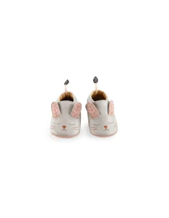 Chaussons cuir lapin gris Après la pluie 18/24 m - Moulin Roty