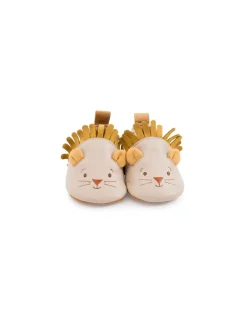 Chaussons cuir lion beige Sous mon baobab 18/24 m - Moulin Roty