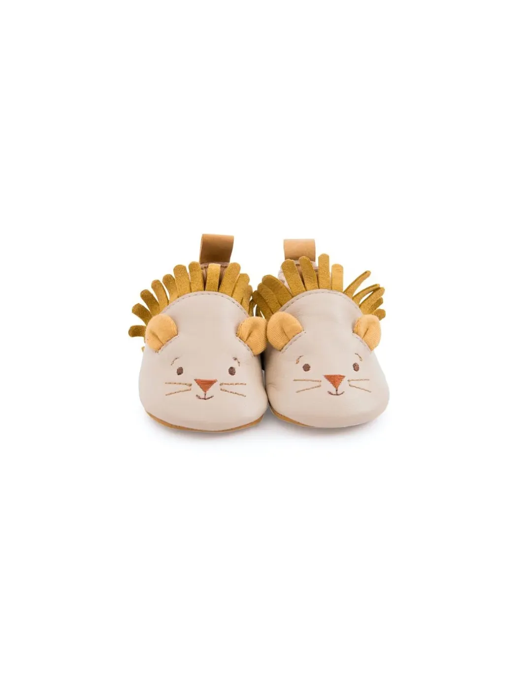 Chaussons cuir lion beige Sous mon baobab 18/24 m - Moulin Roty