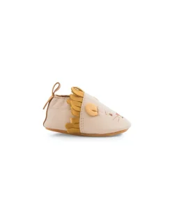 Chaussons cuir lion beige Sous mon baobab 6/12 m - Moulin Roty