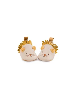 Chaussons cuir lion beige Sous mon baobab 6/12 m - Moulin Roty