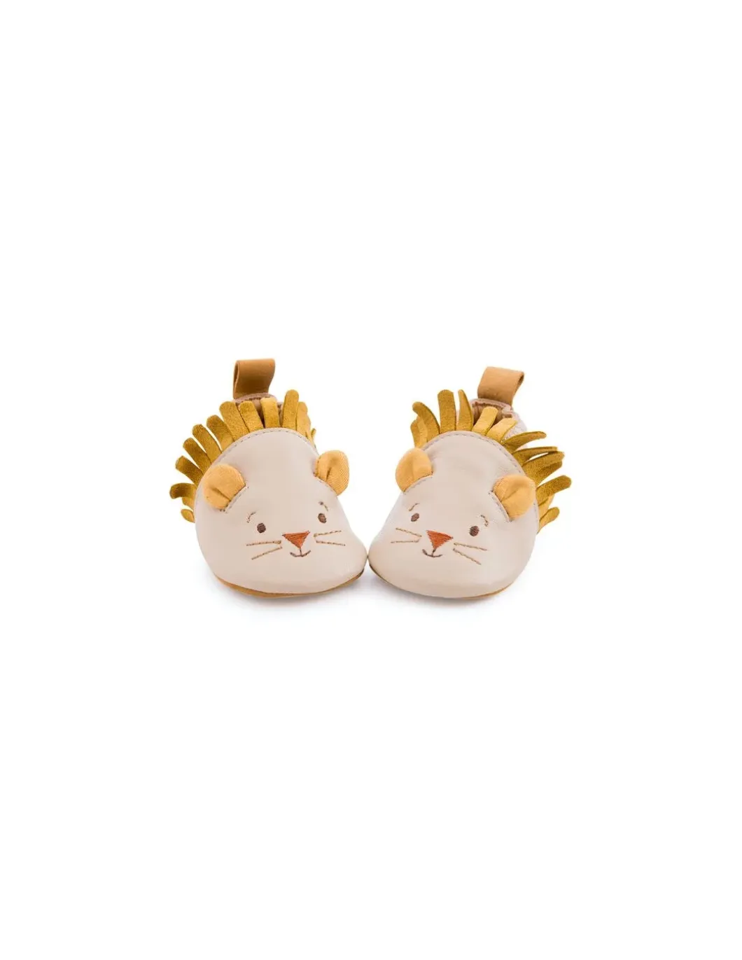 Chaussons cuir lion beige Sous mon baobab 6/12 m - Moulin Roty