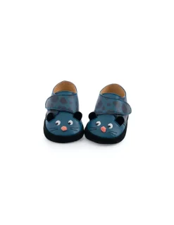 Chaussons cuir panthère bleu Dans la jungle 18/24 m - Moulin Roty