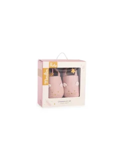 Chaussons cuir souris rose La petite école de danse 6/12 m - Moulin Roty