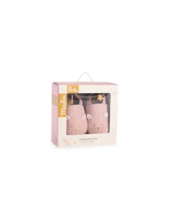 Chaussons cuir souris rose La petite école de danse 18/24 m - Moulin Roty