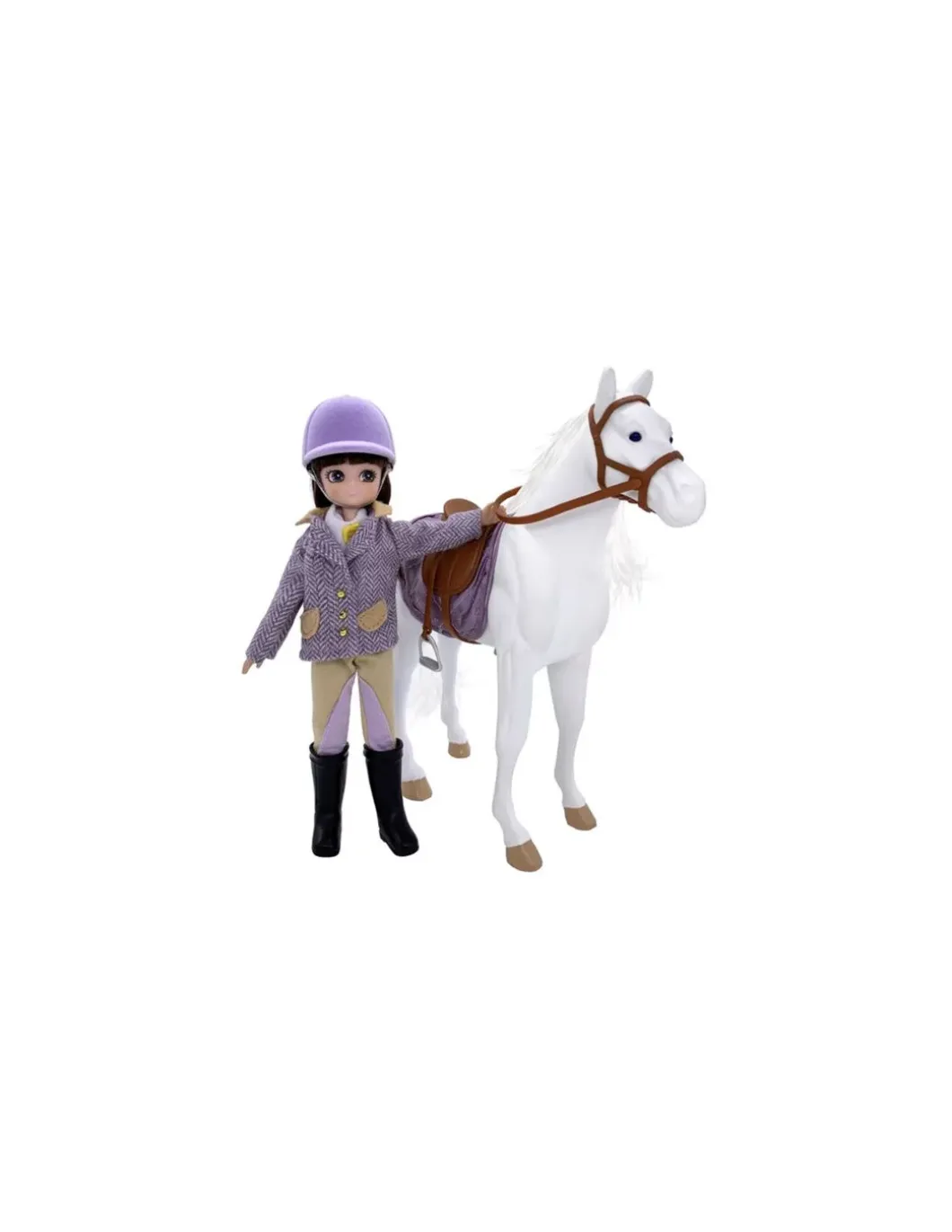 Cheval blanc et poupée Lottie