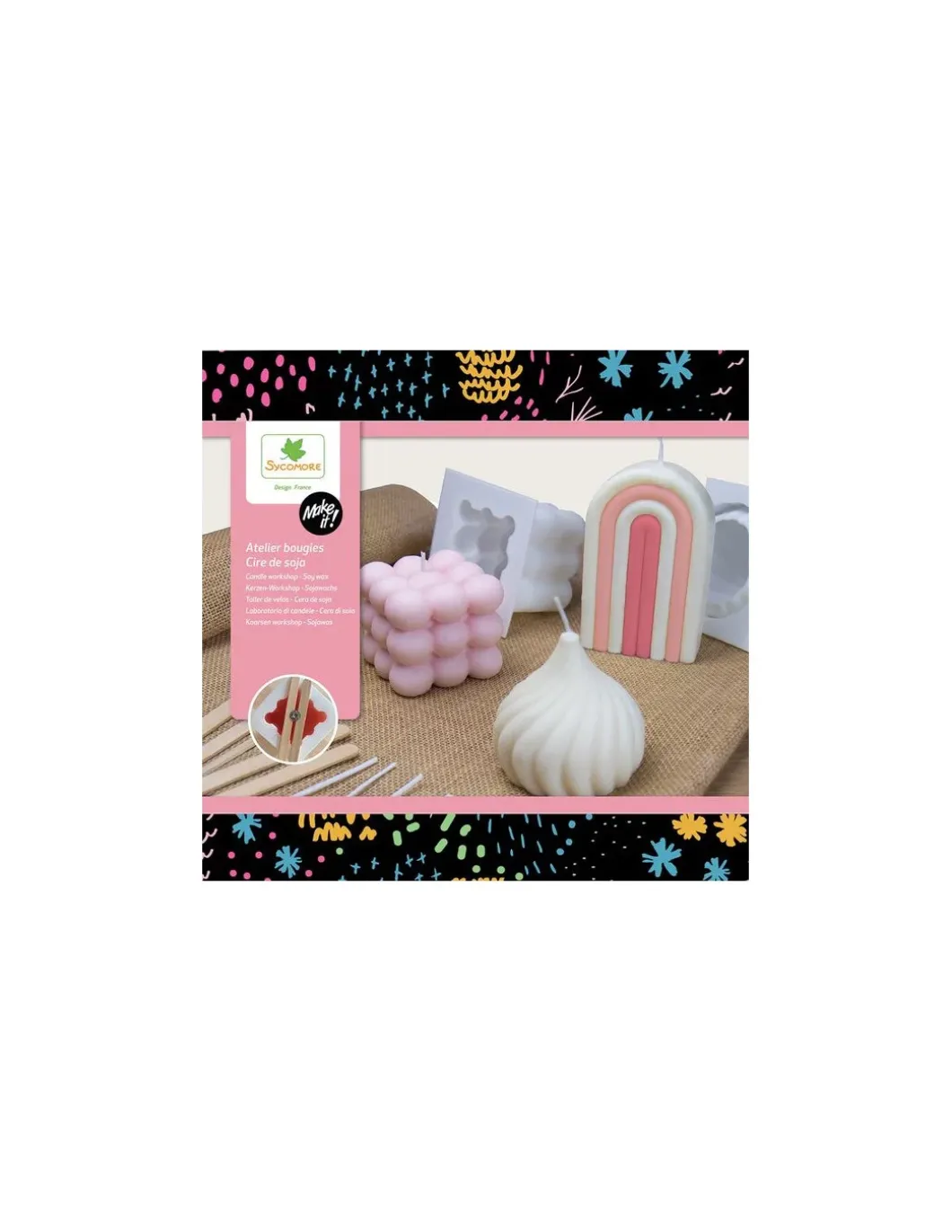 Coffret 5 bougies cire de soja - Sycomore