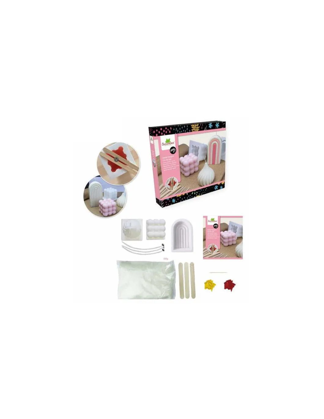 Coffret 5 bougies cire de soja - Sycomore