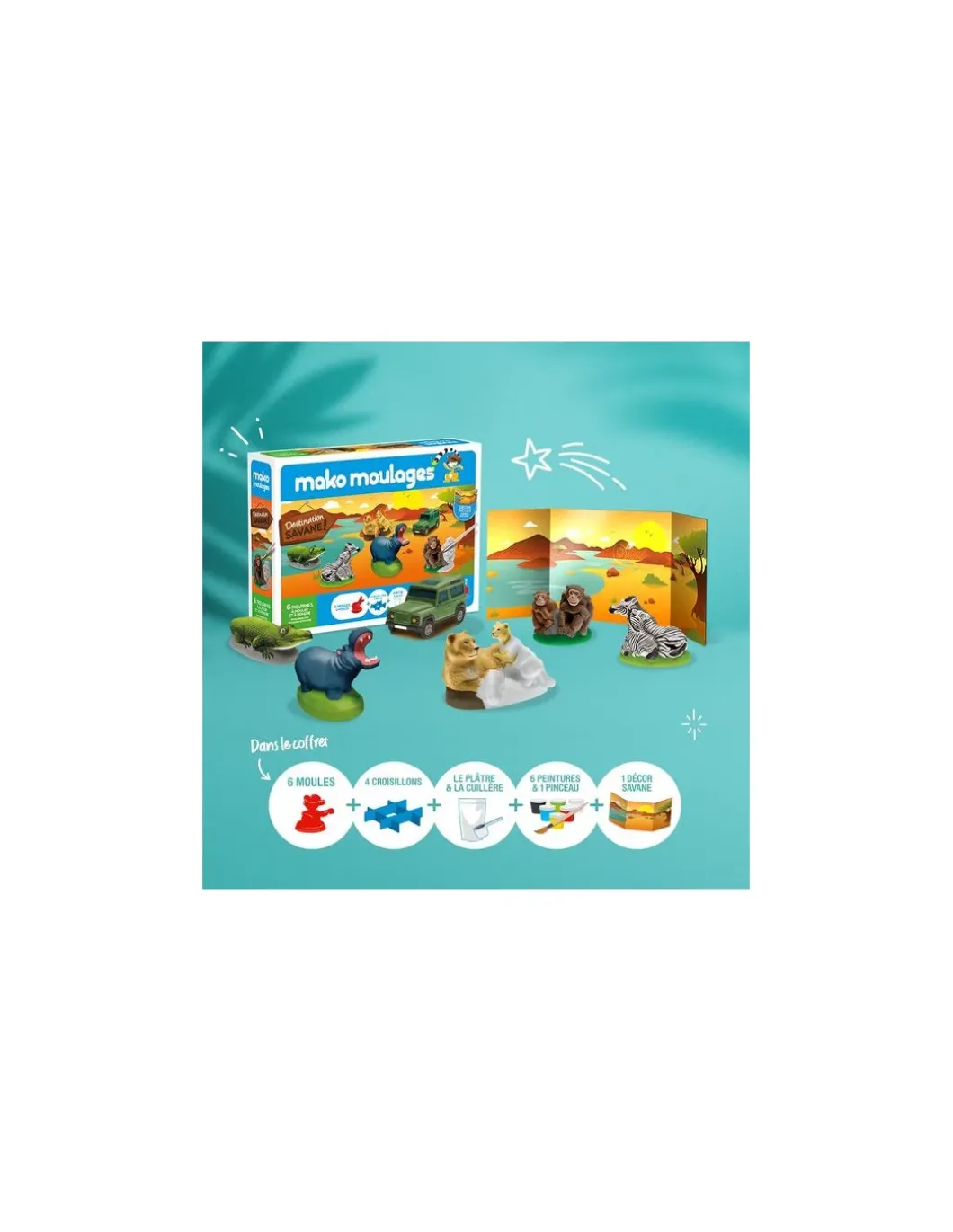 Coffret 6 moules destination savane - Mako moulages