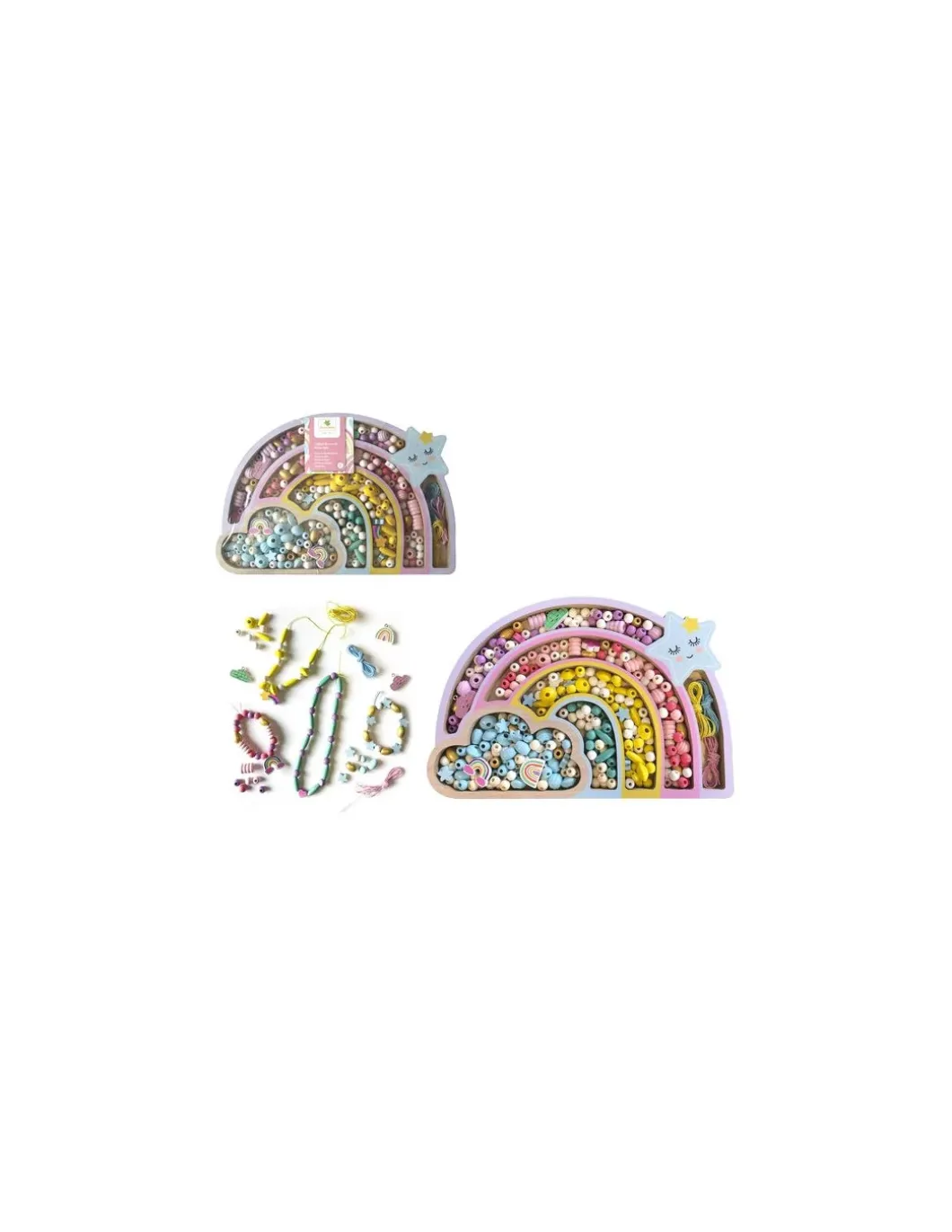 Coffret arc en ciel 400 perles en bois - Sycomore