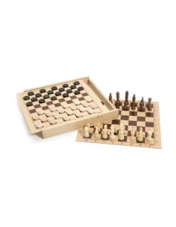 Coffret d'échecs et de dames - Jeujura