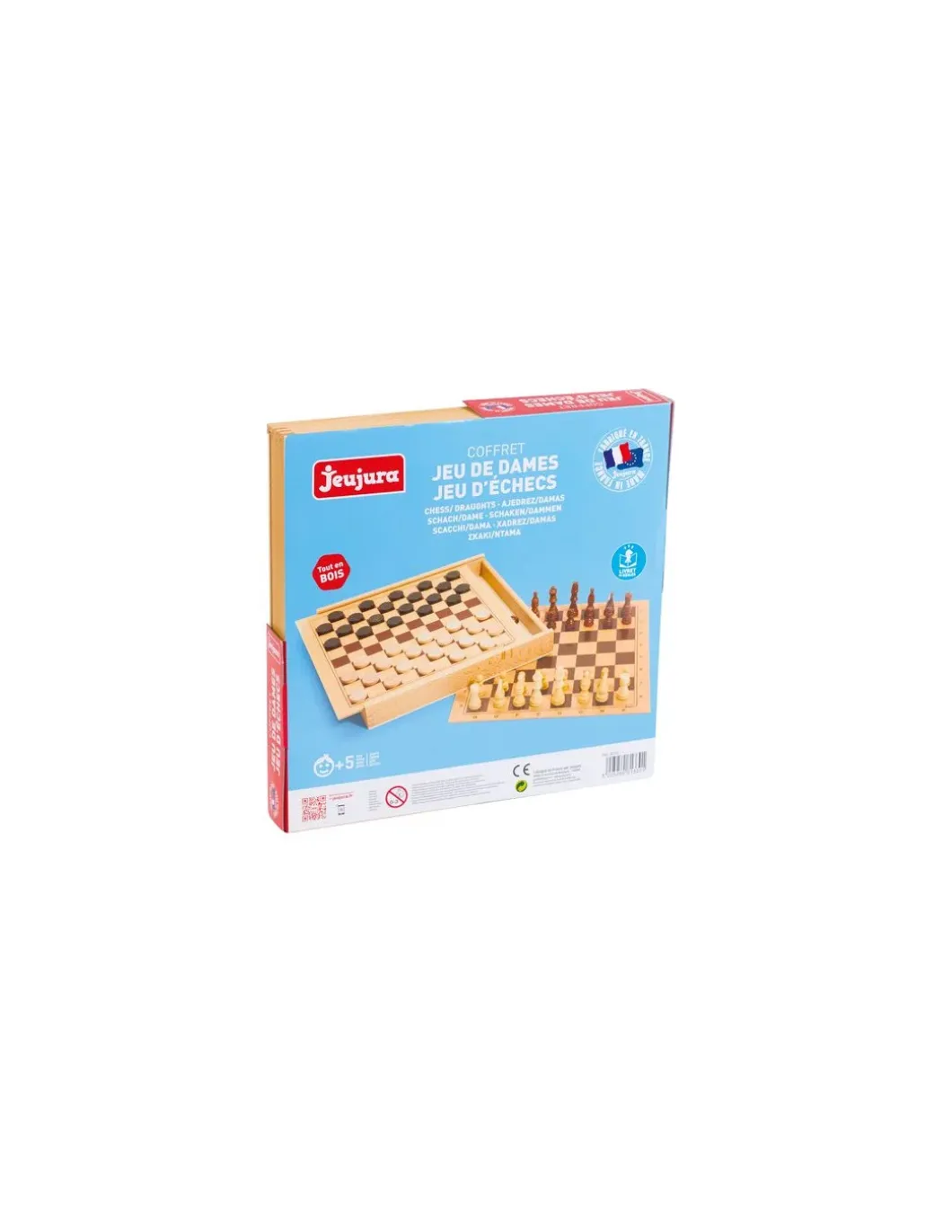 Coffret d'échecs et de dames - Jeujura