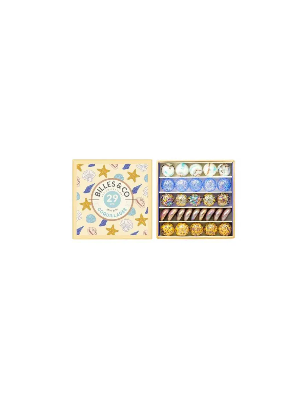 Coffret de 29 billes Coquillages - Billes & Co