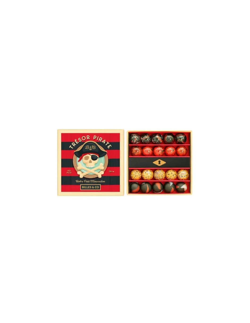 Coffret de 40 billes et galets Trésor pirate - Billes & Co
