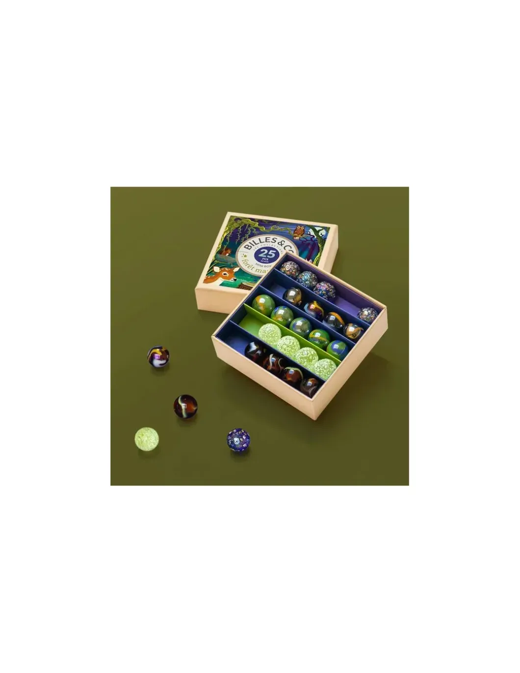 Coffret de 25 billes Foret Magique - Billes & Co