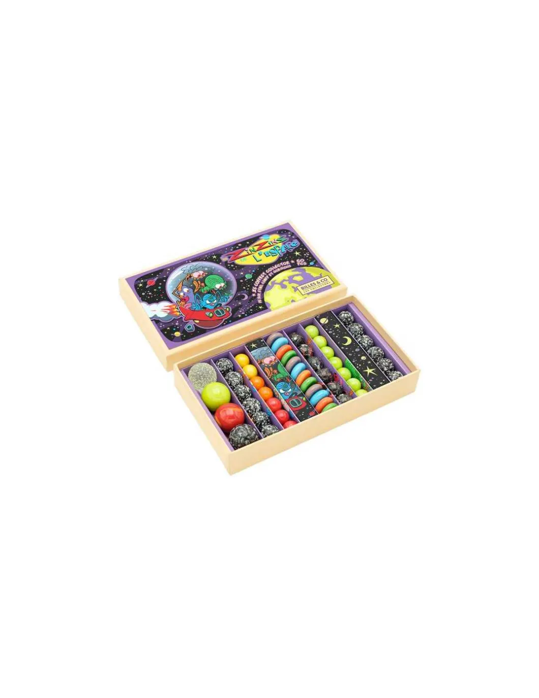 Coffret de 60 billes Les Zinzins de l'Espace - Billes & Co