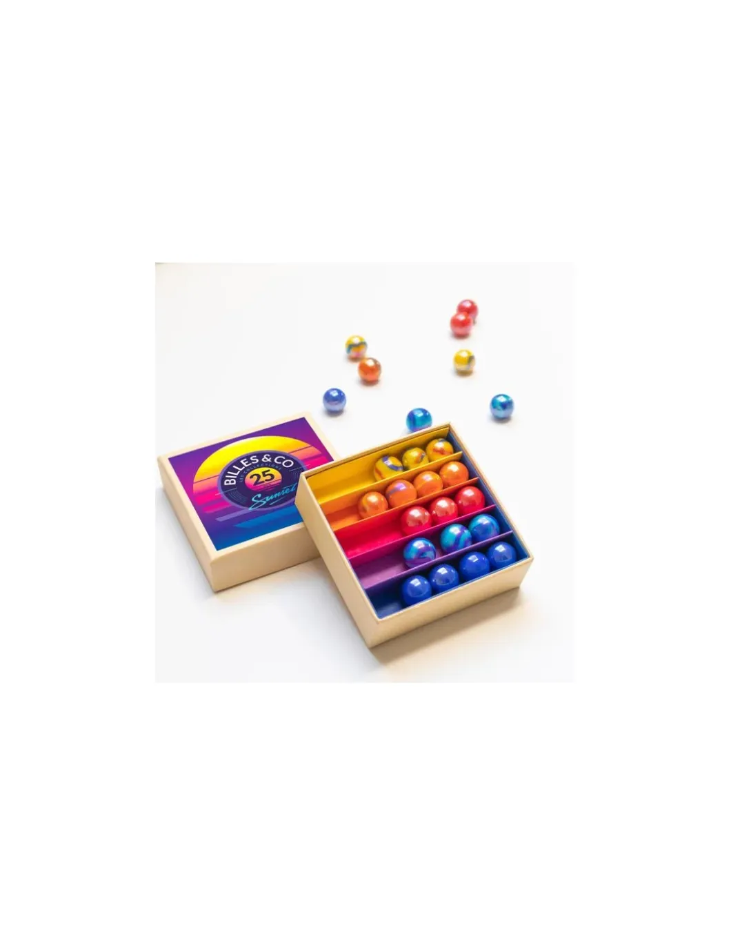 Coffret de 25 billes Sunset - Billes & Co