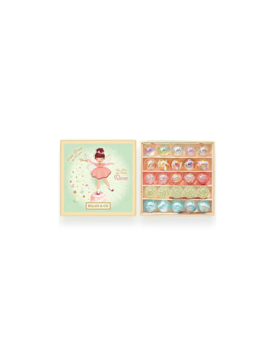 Coffret de 25 billes Trésor de la fée rose - Billes & Co
