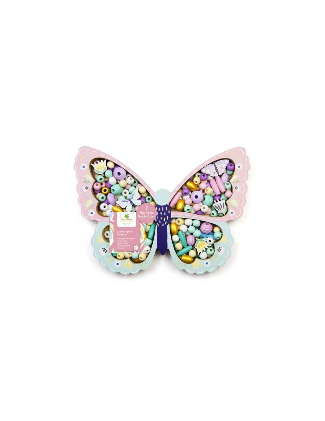 Coffret de perles en bois Papillon - Sycomore