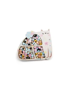 Coffret de perles en bois Chat - Sycomore