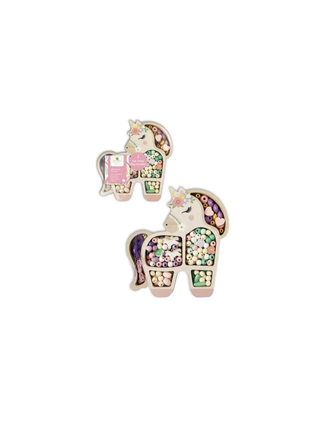 Coffret licorne perles en bois - Sycomore