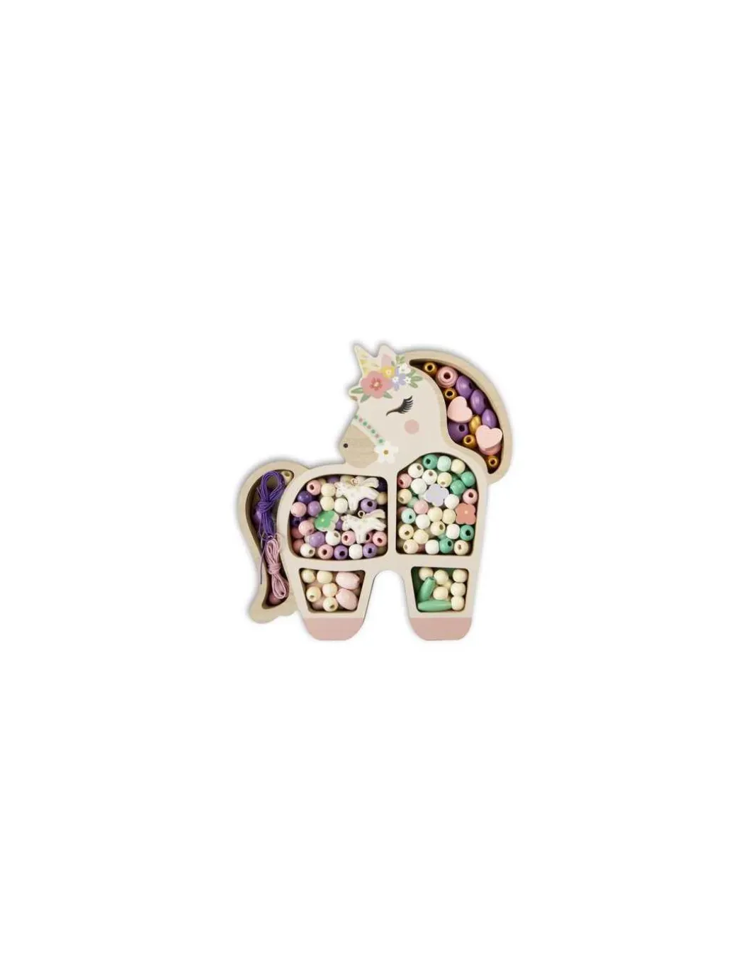 Coffret licorne perles en bois - Sycomore